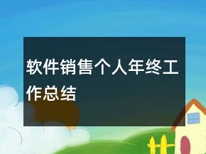 軟件銷售個(gè)人年終工作總結(jié)