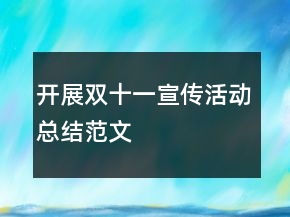 開展雙十一宣傳活動總結范文