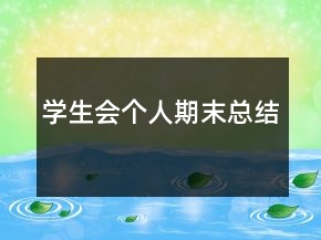 學(xué)生會個人期末總結(jié)