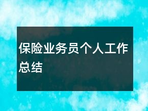 保險(xiǎn)業(yè)務(wù)員個(gè)人工作總結(jié)