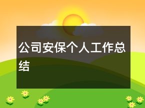 公司安保個(gè)人工作總結(jié)
