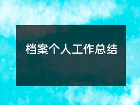 檔案?jìng)€(gè)人工作總結(jié)