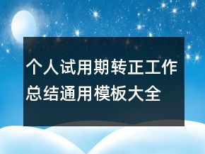個(gè)人試用期轉(zhuǎn)正工作總結(jié)通用模板大全
