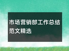 市場(chǎng)營(yíng)銷部工作總結(jié)范文精選