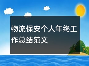物流保安個人年終工作總結范文