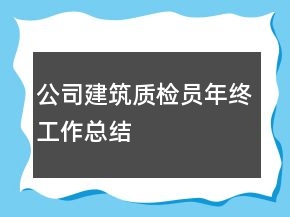 公司建筑質(zhì)檢員年終工作總結