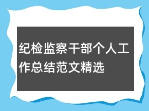 紀(jì)檢監(jiān)察干部個(gè)人工作總結(jié)范文精選