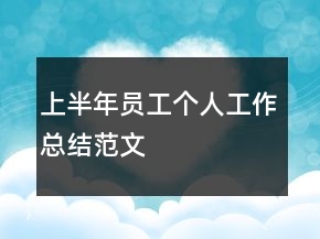上半年員工個人工作總結范文