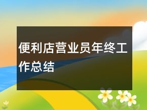 便利店營業(yè)員年終工作總結(jié)