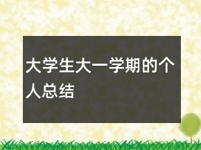 大學生大一學期的個人總結
