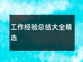 工作經驗總結大全精選