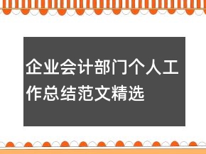 企業(yè)會計部門個人工作總結(jié)范文精選