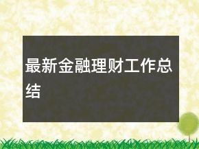最新金融理財(cái)工作總結(jié)