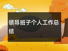 領導班子個人工作總結