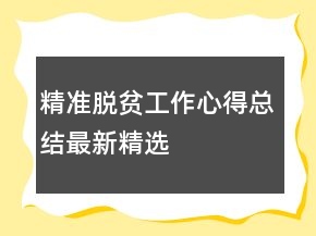 精準(zhǔn)脫貧工作心得總結(jié)最新精選