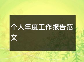 個人年度工作報告范文