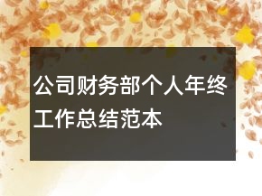 公司財務(wù)部個人年終工作總結(jié)范本