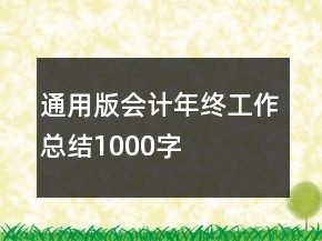 通用版會計年終工作總結1000字