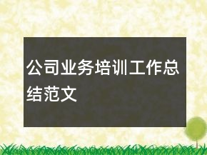公司業(yè)務(wù)培訓(xùn)工作總結(jié)范文