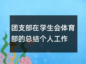團(tuán)支部在學(xué)生會體育部的總結(jié)個人工作計劃
