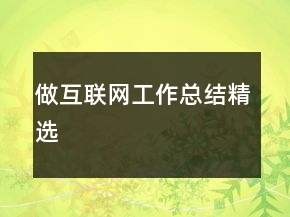 做互聯(lián)網(wǎng)工作總結(jié)精選