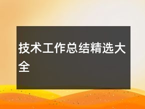 技術(shù)工作總結(jié)精選大全