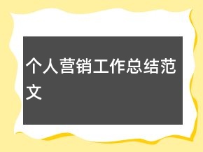 個(gè)人營(yíng)銷(xiāo)工作總結(jié)范文