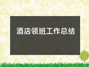 酒店領(lǐng)班工作總結(jié)
