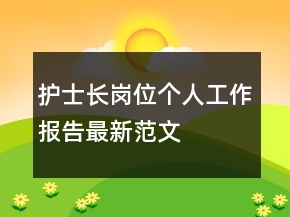 護(hù)士長(zhǎng)崗位個(gè)人工作報(bào)告最新范文