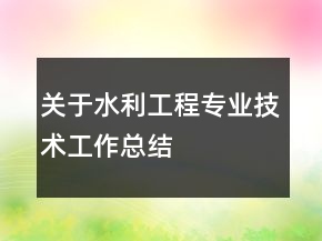 關(guān)于水利工程專(zhuān)業(yè)技術(shù)工作總結(jié)