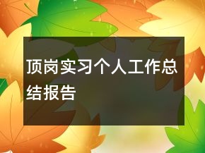 頂崗實習個人工作總結(jié)報告