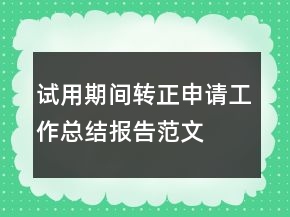 試用期間轉(zhuǎn)正申請工作總結(jié)報告范文