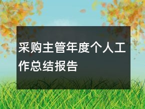采購(gòu)主管年度個(gè)人工作總結(jié)報(bào)告