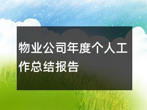 物業(yè)公司年度個人工作總結(jié)報告