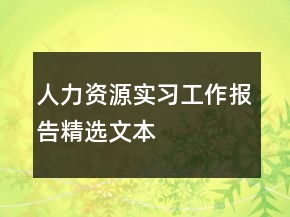 人力資源實習(xí)工作報告精選文本