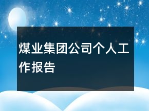 煤業(yè)集團(tuán)公司個(gè)人工作報(bào)告