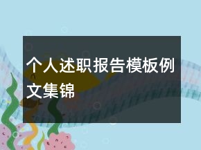 個(gè)人述職報(bào)告模板例文集錦
