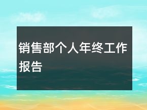 銷售部個(gè)人年終工作報(bào)告