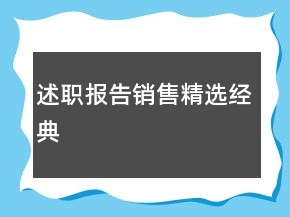 述職報(bào)告銷售精選經(jīng)典
