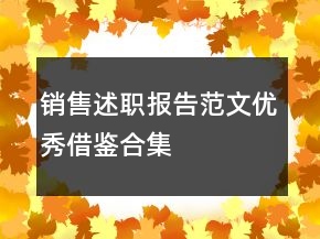 銷售述職報告范文優(yōu)秀借鑒合集