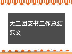 大二團(tuán)支書(shū)工作總結(jié)范文