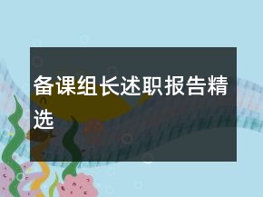 備課組長述職報告精選