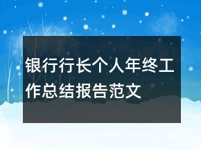 銀行行長個人年終工作總結報告范文