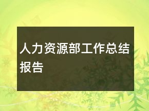 人力資源部工作總結(jié)報告