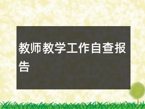 教師教學(xué)工作自查報(bào)告