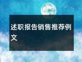 述職報告銷售推薦例文