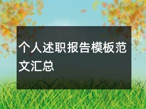 個人述職報告模板范文匯總