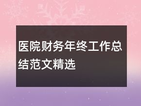 醫(yī)院財務(wù)年終工作總結(jié)范文精選