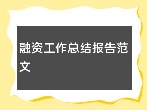 融資工作總結報告范文
