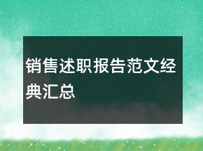 銷(xiāo)售述職報(bào)告范文經(jīng)典匯總